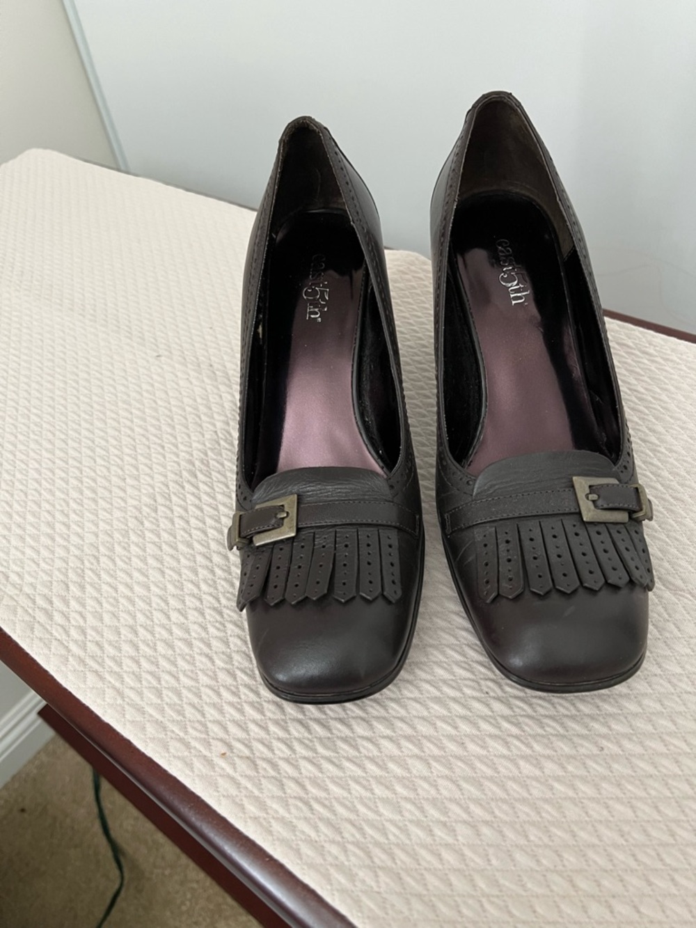 East 5th women brown Leather Kiltie Fringe Heels